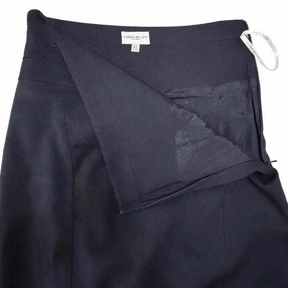 Karen Millen Black Pencil Skirt Wool Sz 6 Office Siren Corporate Chic Classic - Picture 3 of 9